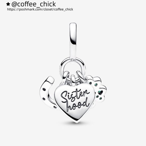 Pandora Four Leaf Clover, Heart and Horseshoe Triple Dangle Charm - Picture 2 of 5